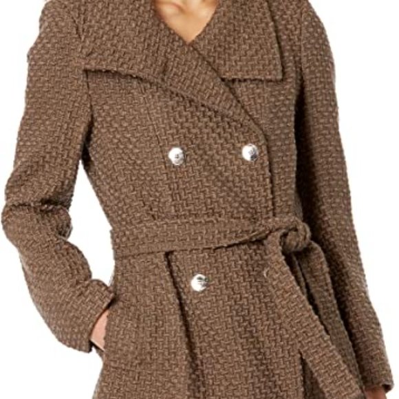 Calvin Klein Wool Pea Coat with Belt - Picture 5 of 5